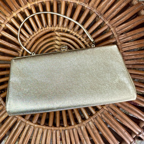 Vintage Handbags - Vintage Gold Foil Metallic Snap Lock Mini Bag Purse